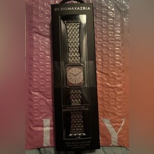 BCBGMaxazria Silver Metal Apple Watch Band with Adjustable Links
